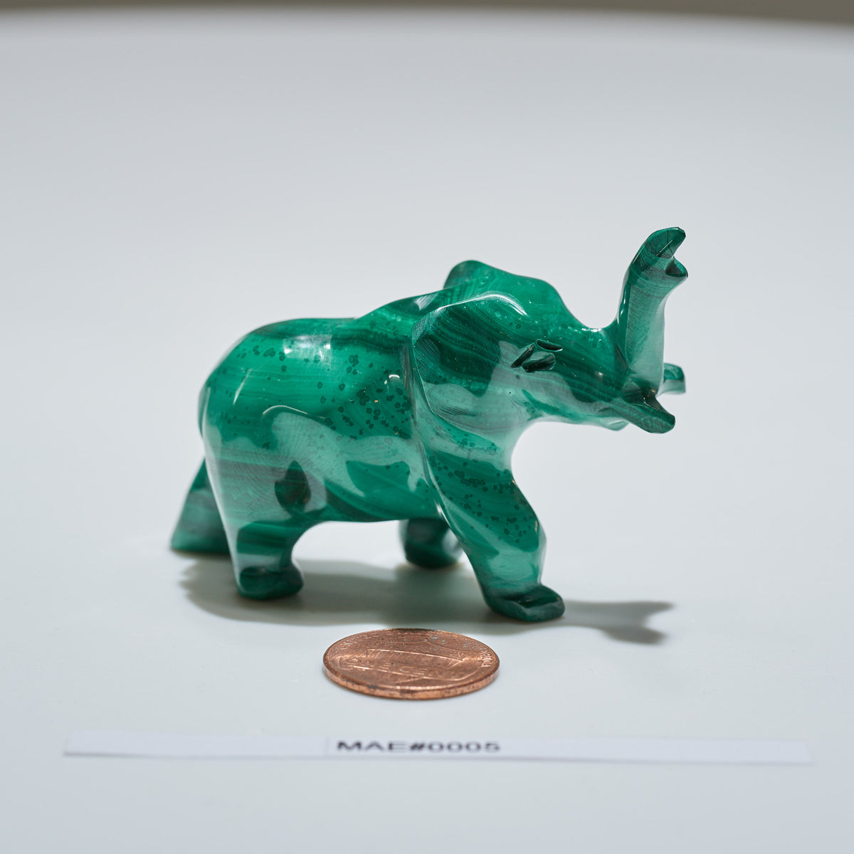 0.16 lb Carved Malachite Elephant