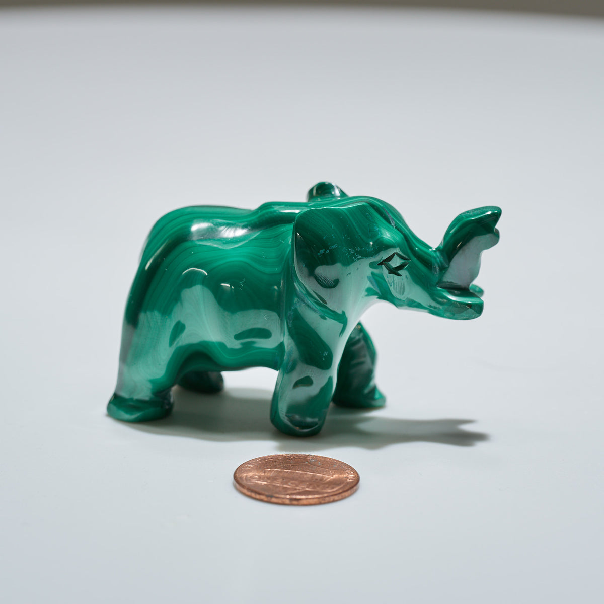 0.20 lb Carved Malachite Elephant