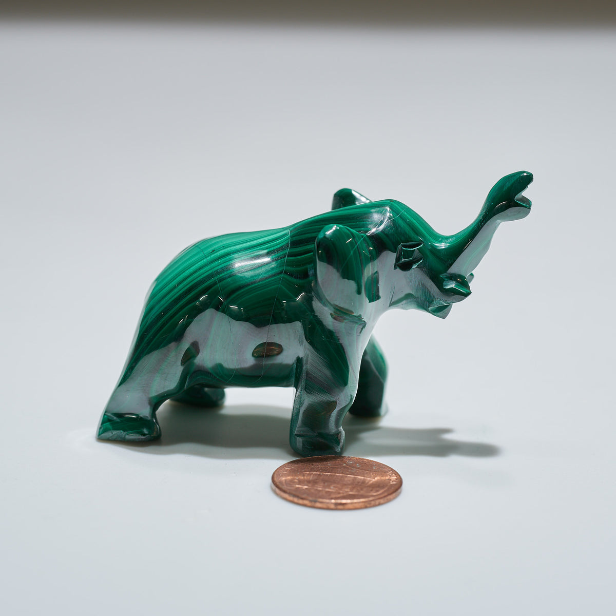 0.175 lb Carved Malachite Elephant