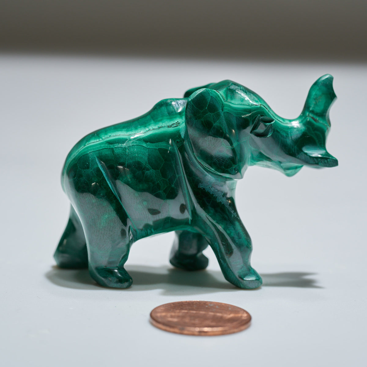 0.15 lb Carved Malachite Elephant