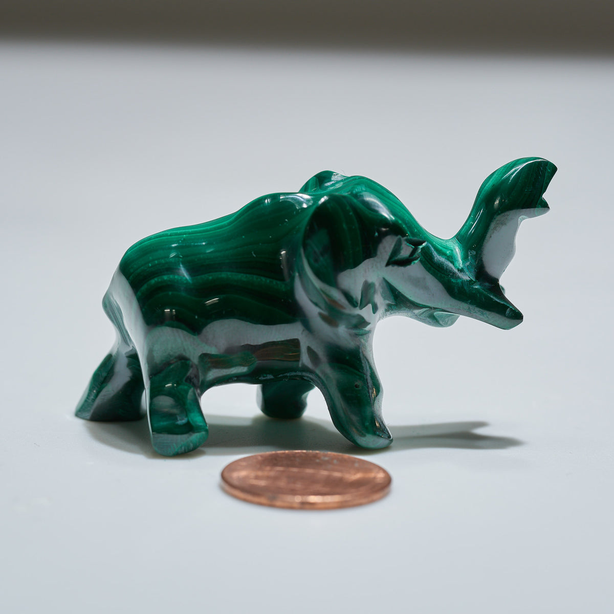 0.09 lb Carved Malachite Elephant