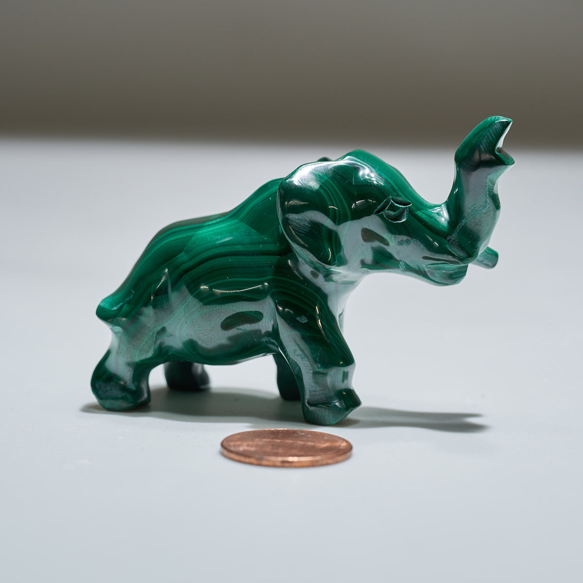 0.195 lb Carved Malachite Elephant