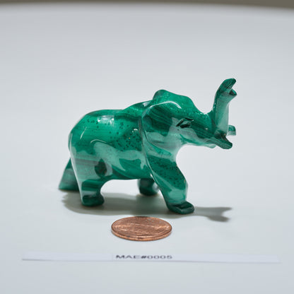 0.16 lb Carved Malachite Elephant