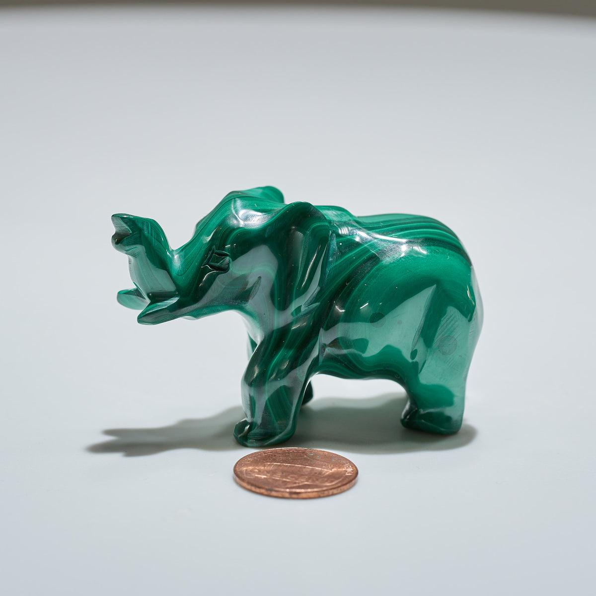 0.20 lb Carved Malachite Elephant