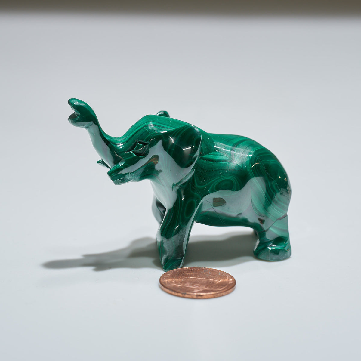 0.175 lb Carved Malachite Elephant