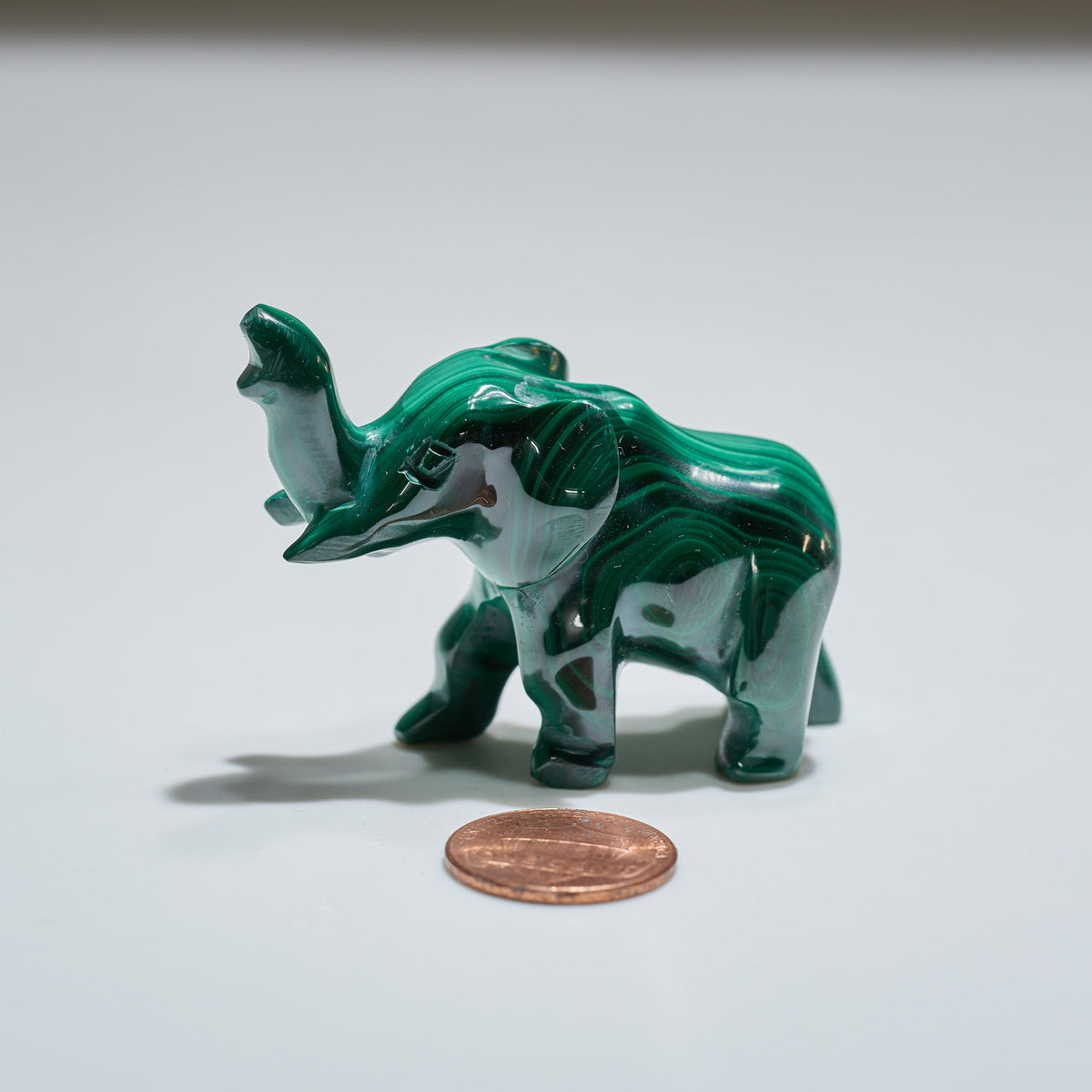 0.13 lb Carved Malachite Elephant