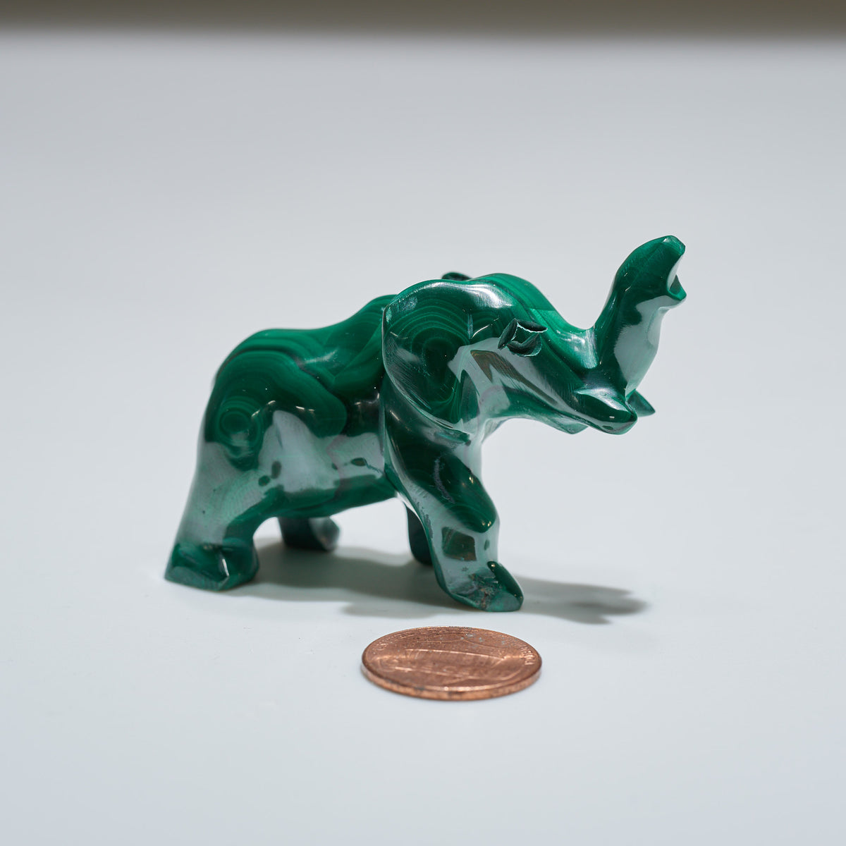 0.13 lb Carved Malachite Elephant