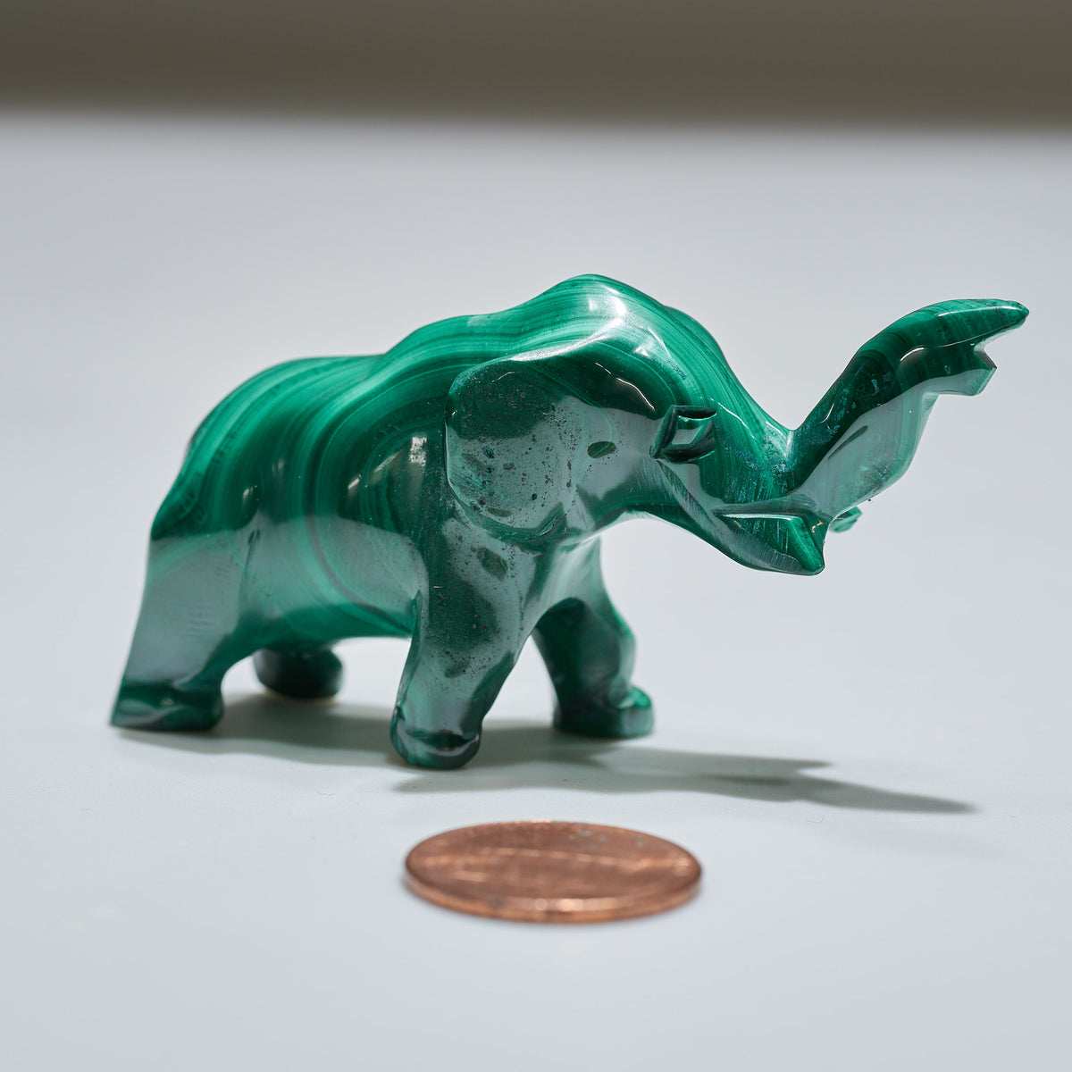 0.10 lb Carved Malachite Elephant