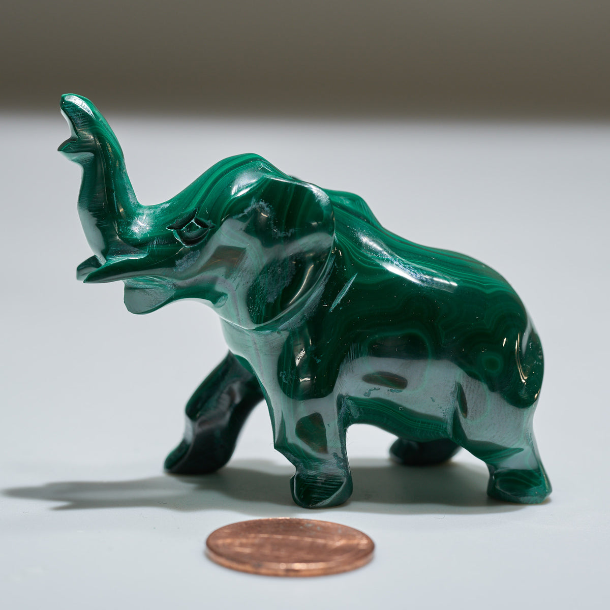 0.19 lb Carved Malachite Elephant