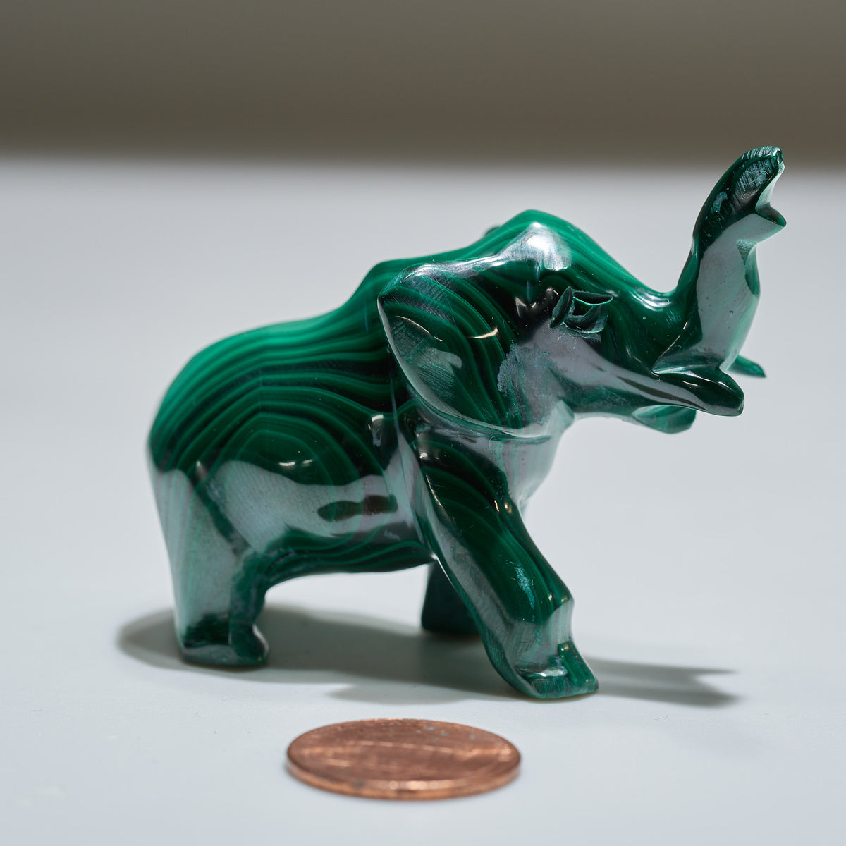 0.19 lb Carved Malachite Elephant