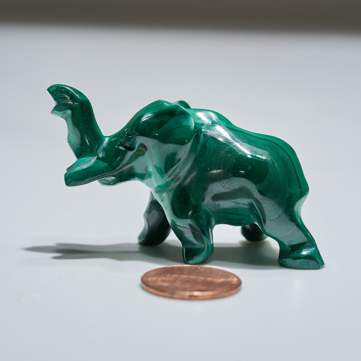 0.09 lb Carved Malachite Elephant