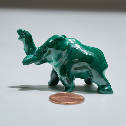 0.09 lb Carved Malachite Elephant