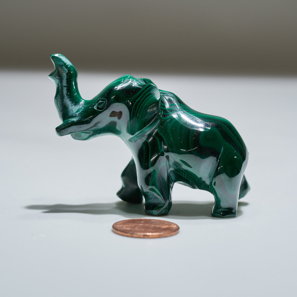 0.195 lb Carved Malachite Elephant