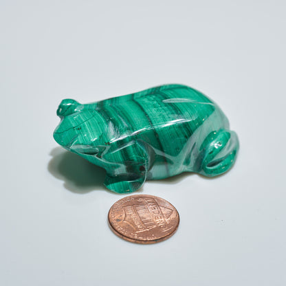 0.14 lb Carved Malachite Frog
