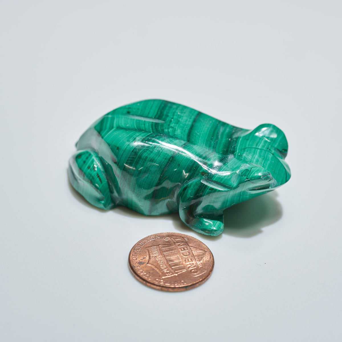 0.14 lb Carved Malachite Frog