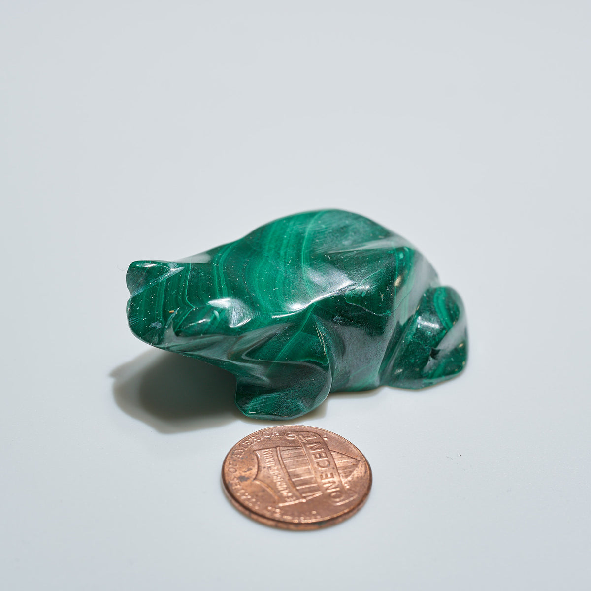 0.11 lb Carved Malachite Frog