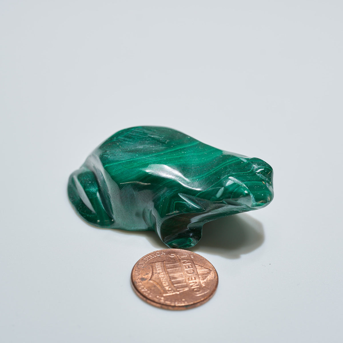 0.11 lb Carved Malachite Frog