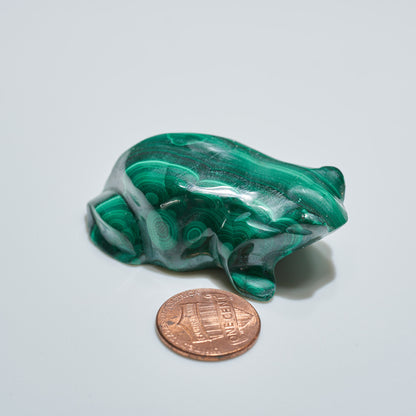 0.13 lb Carved Malachite Frog