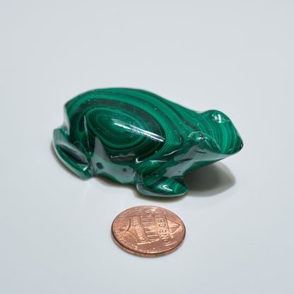 0.14 lb Carved Malachite Frog