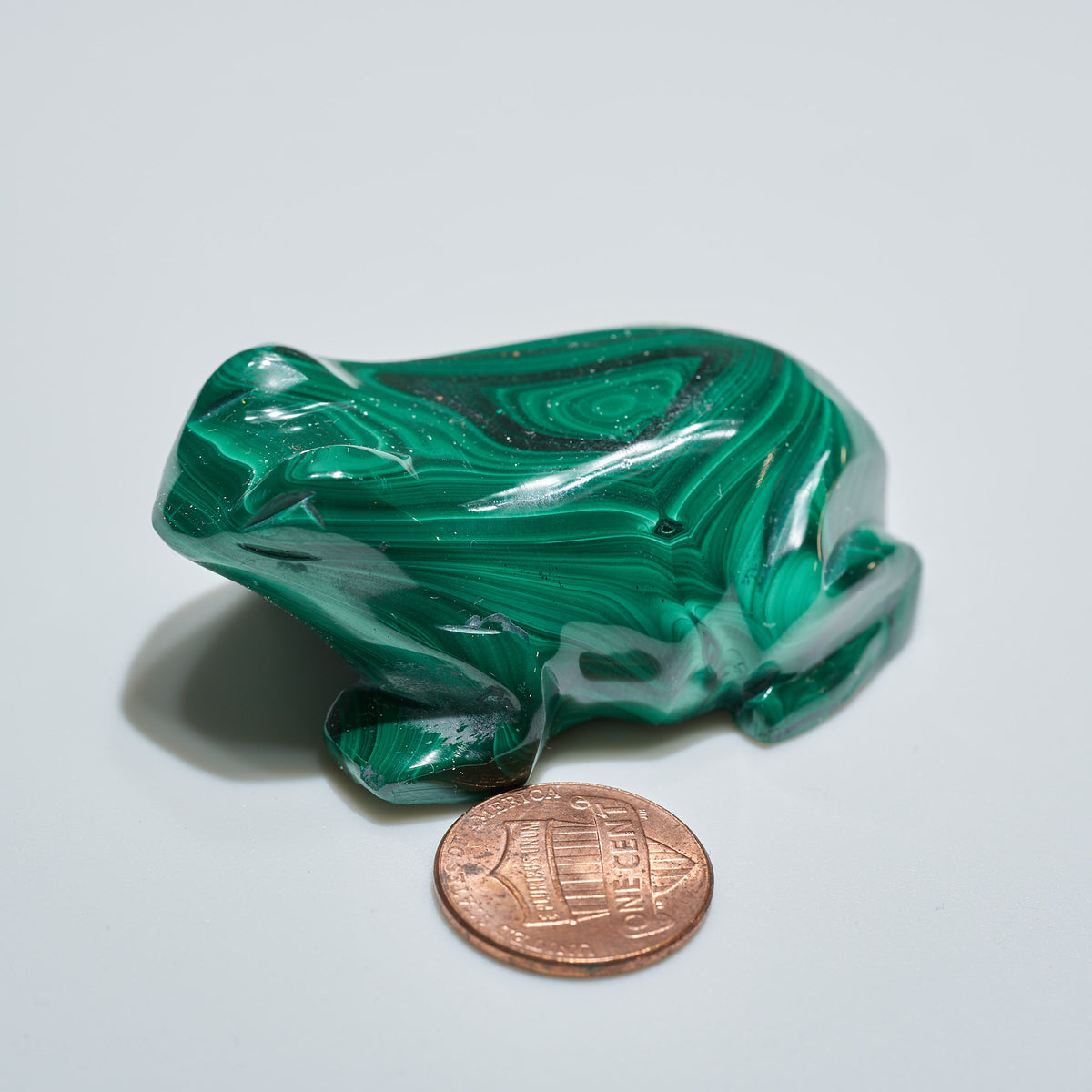 0.22 lb Carved Malachite Frog