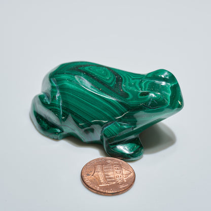 0.22 lb Carved Malachite Frog