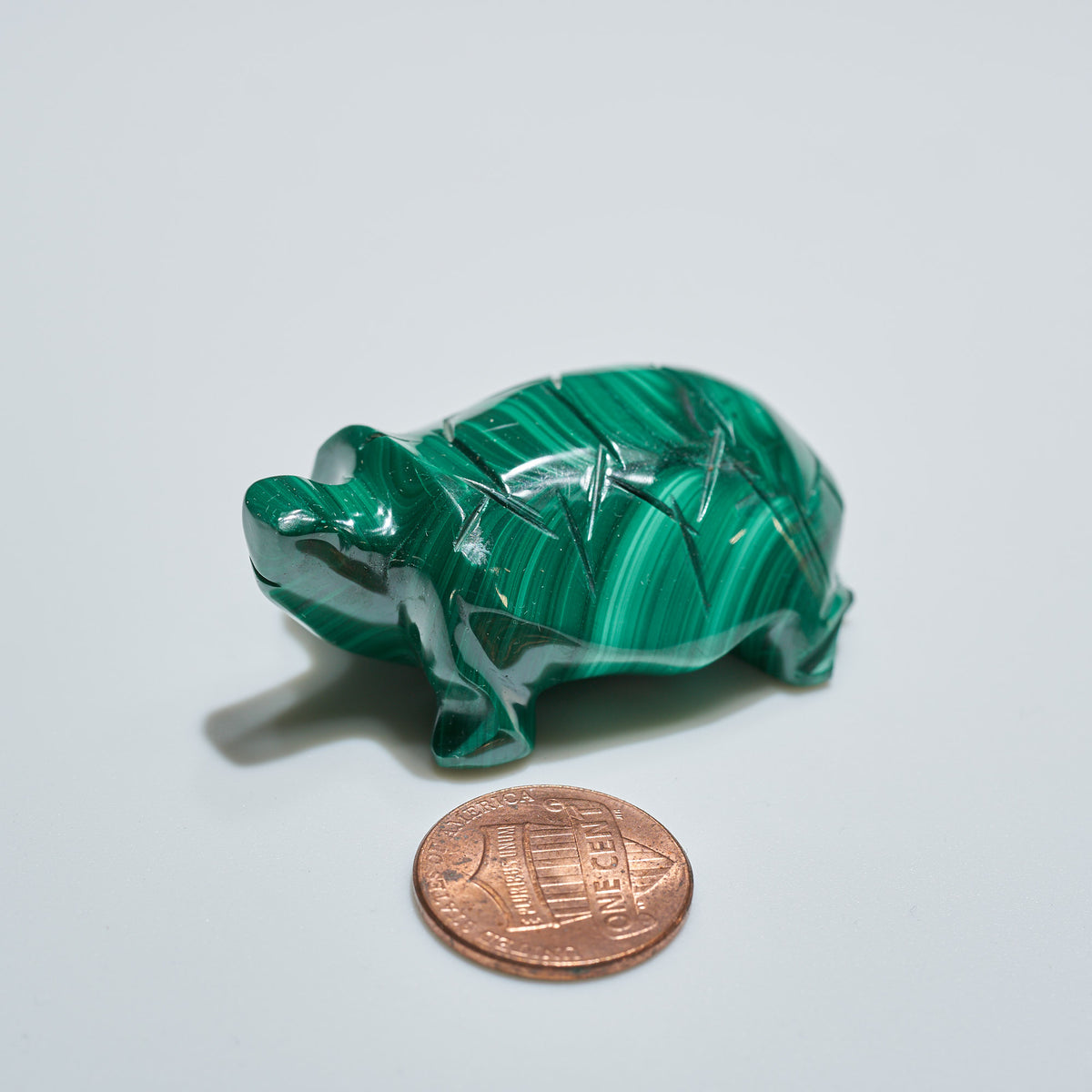 0.11 lb Carved Malachite Turtle