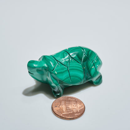 0.11 lb Carved Malachite Turtle