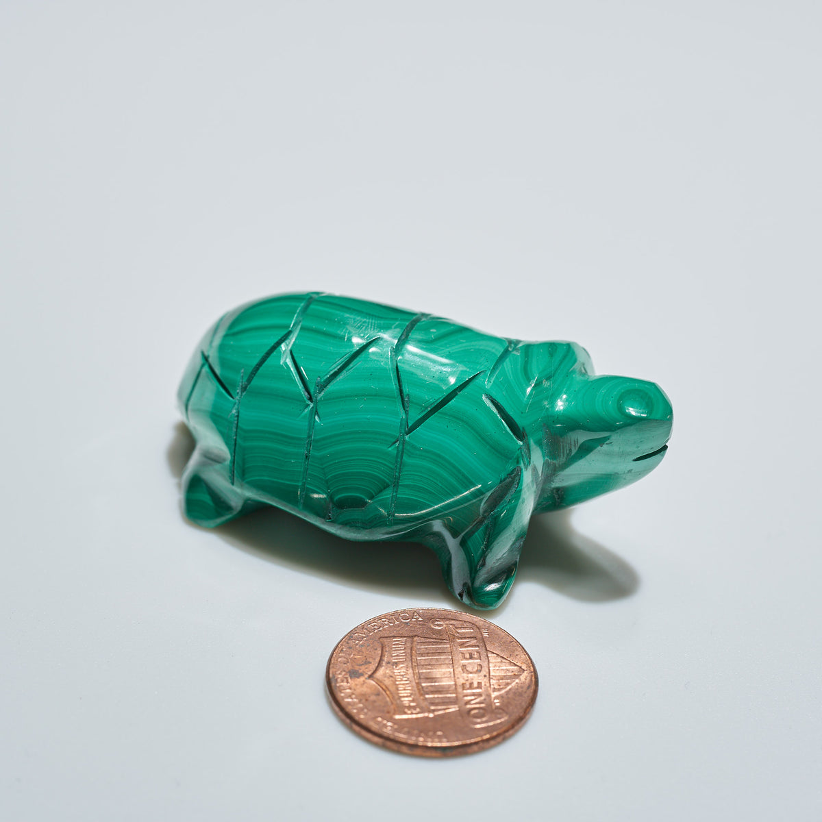 0.11 lb Carved Malachite Turtle
