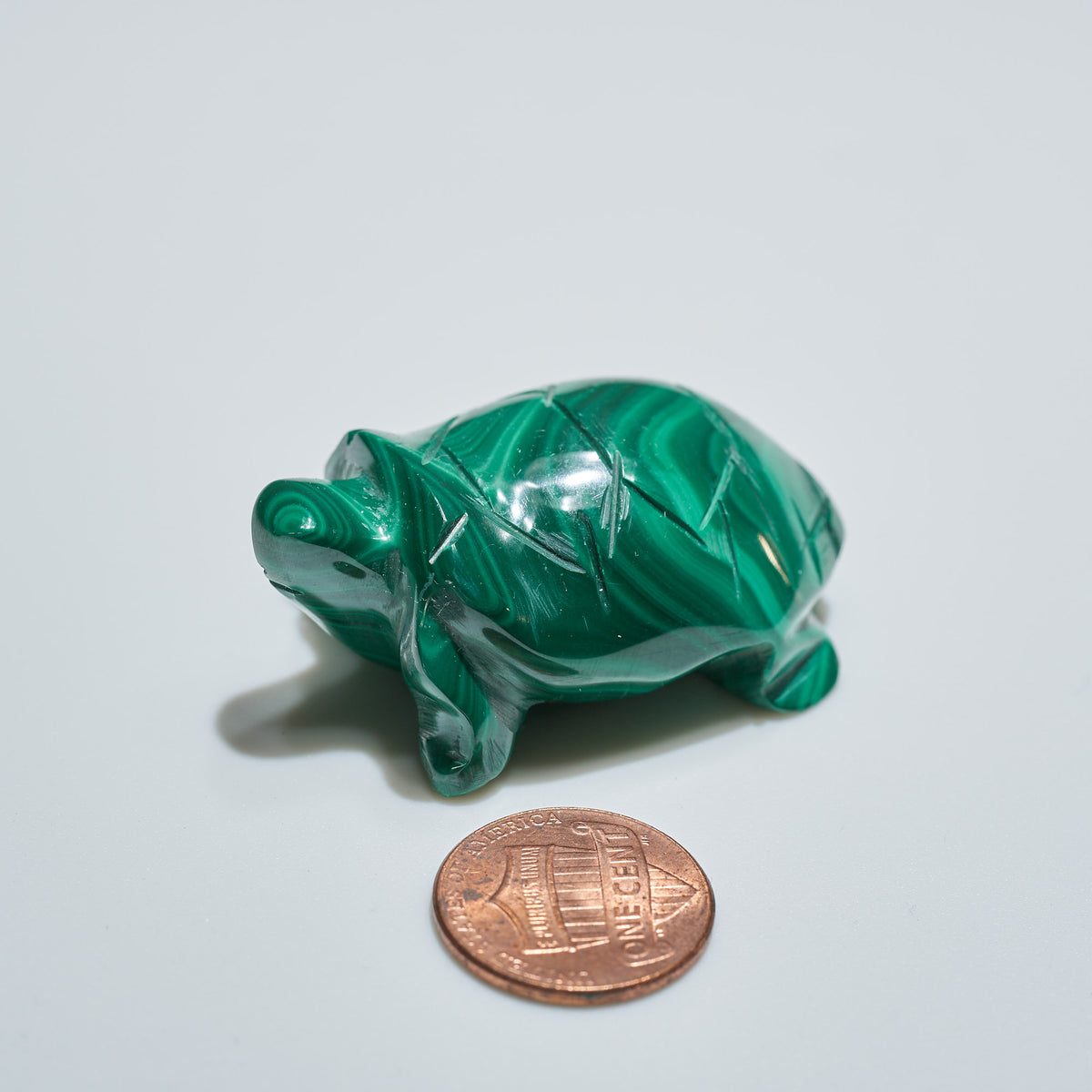 0.11 lb Carved Malachite Turtle
