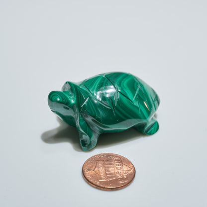 0.11 lb Carved Malachite Turtle
