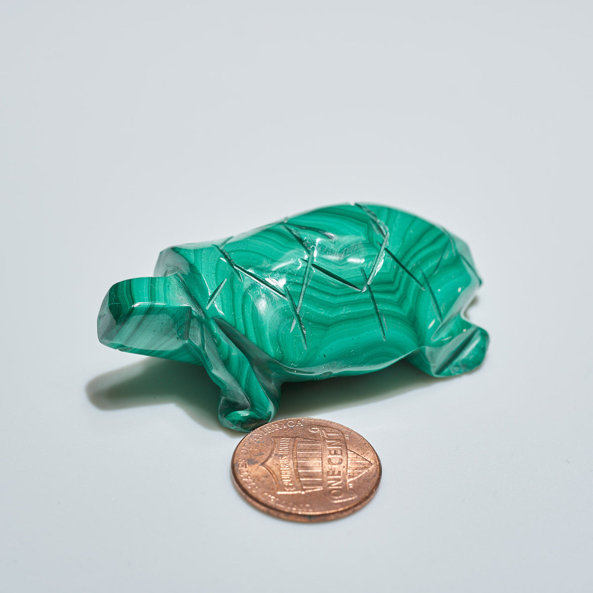 0.11 lb Carved Malachite Turtle
