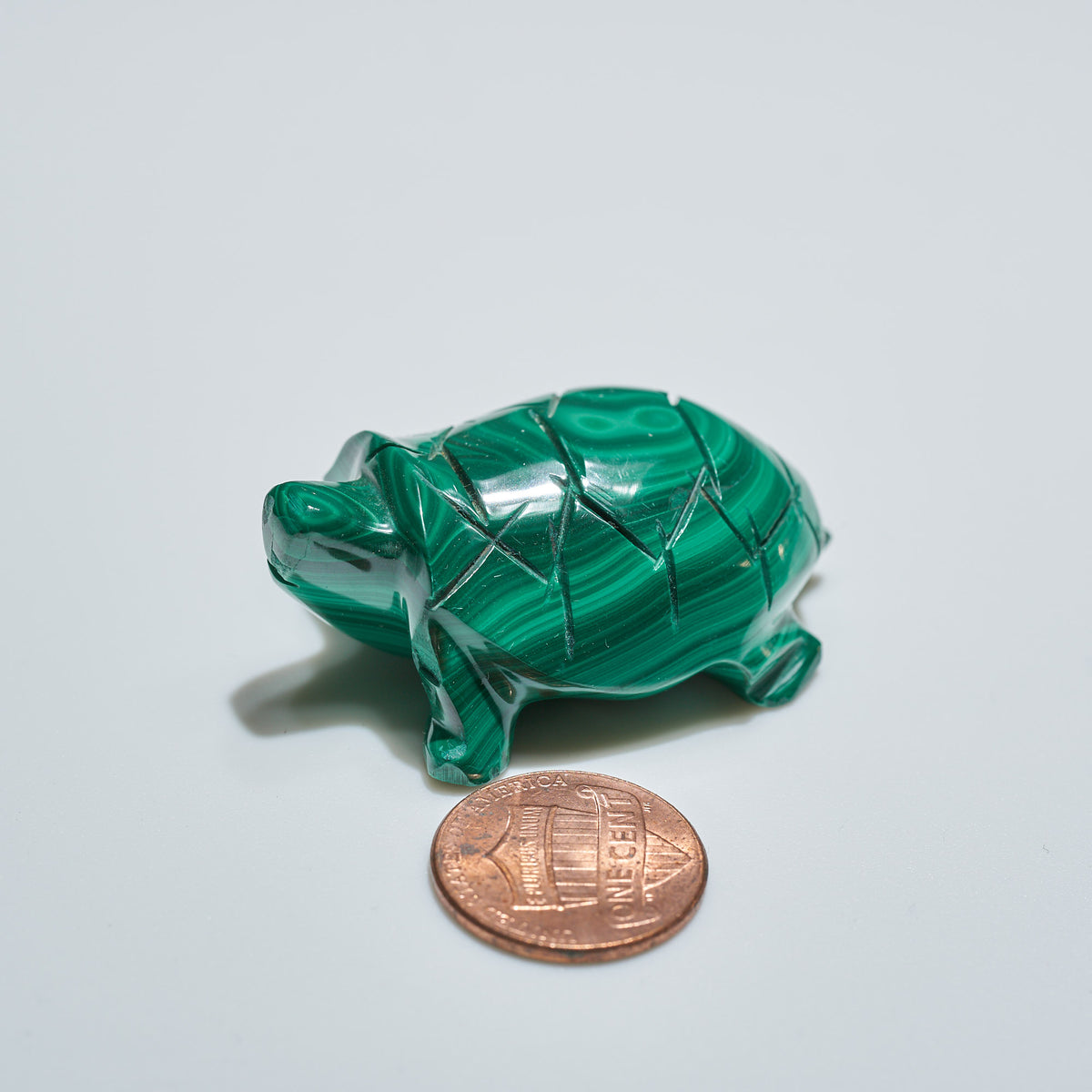 0.09 lb Carved Malachite Turtle