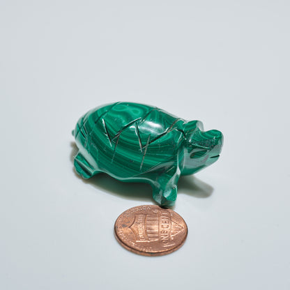 0.09 lb Carved Malachite Turtle