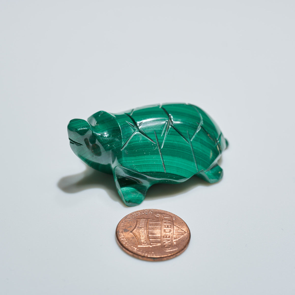 0.09 lb Carved Malachite Turtle