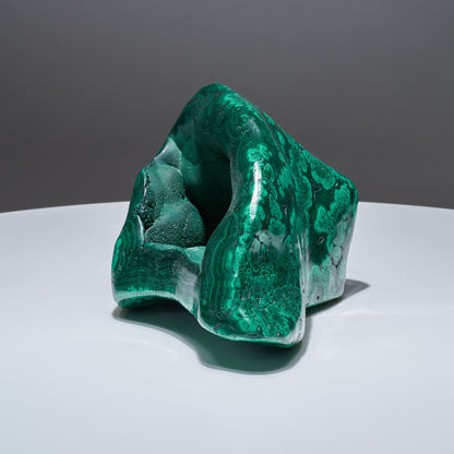 6.65 LB, 7.48 Inches Cabinet Malachite Geode Half Natural Half Polished 