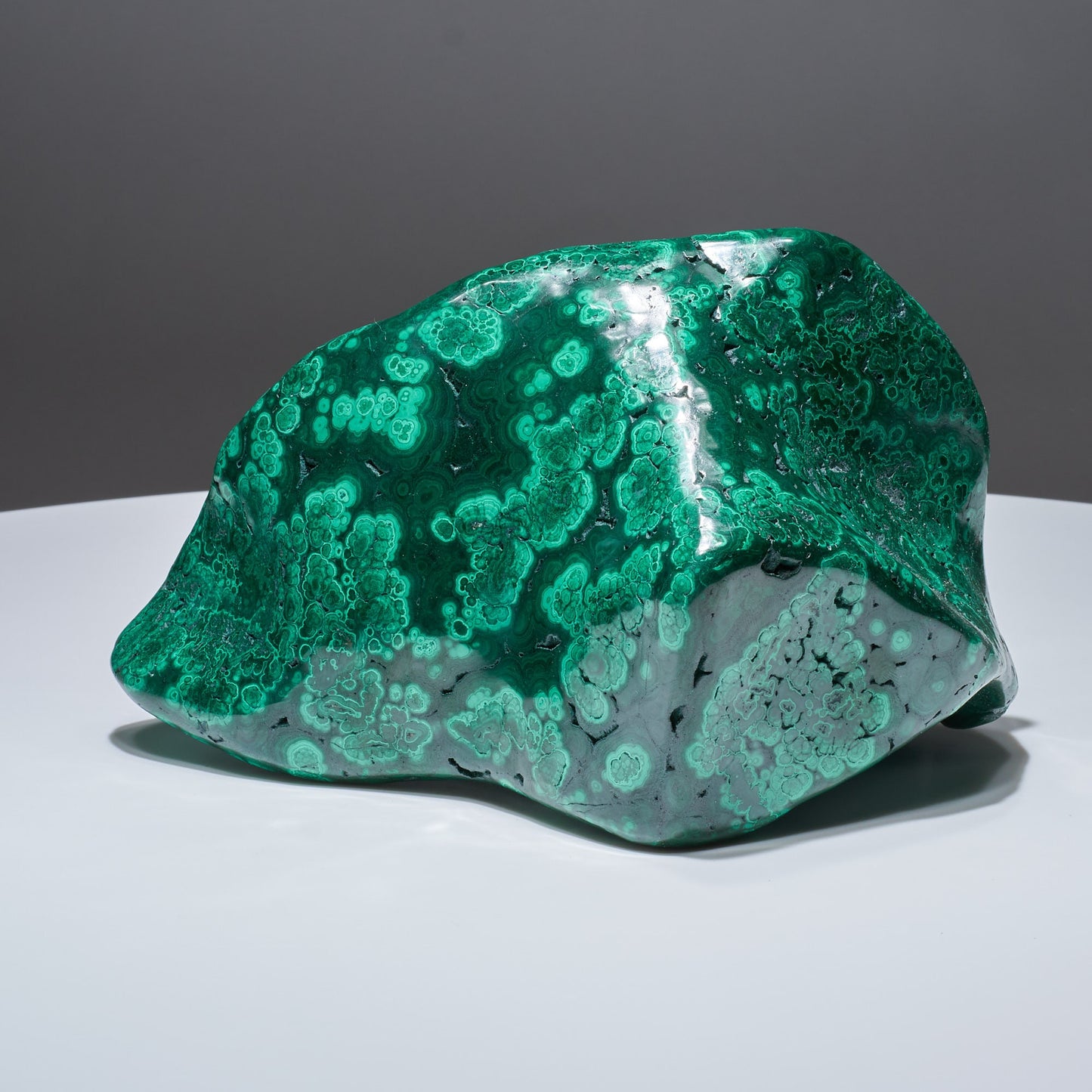 6.65 LB, 7.48 Inches Cabinet Malachite Geode Half Natural Half Polished 