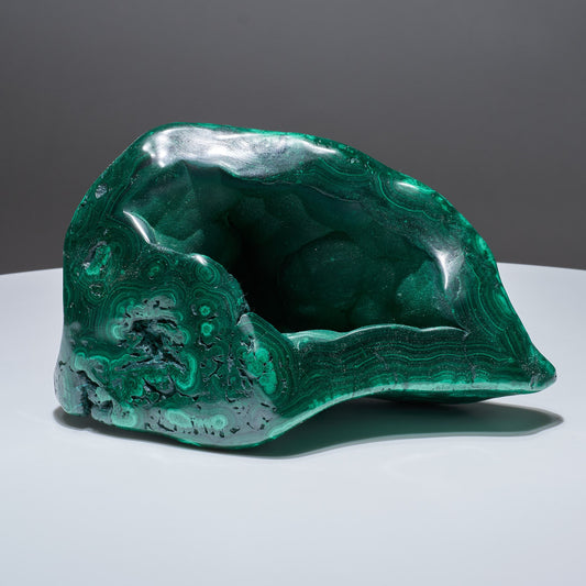 6.65 LB, 7.48 Inches Cabinet Malachite Geode Half Natural Half Polished 