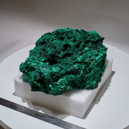 20.23 LB, 12.99 Inches GIGANTIC Cabinet Museum Geode Chatoyant Fibrous Malachite Specimen (The Mammoth)