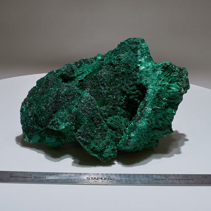 7.48 LB, 10.23 Inches LARGE Cabinet Museum Piece Chatoyant Fibrous Malachite Specimen