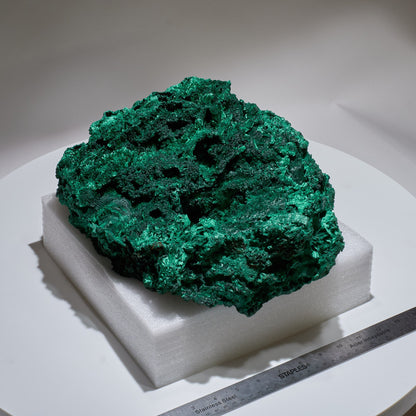 20.23 LB, 12.99 Inches GIGANTIC Cabinet Museum Geode Chatoyant Fibrous Malachite Specimen (The Mammoth)