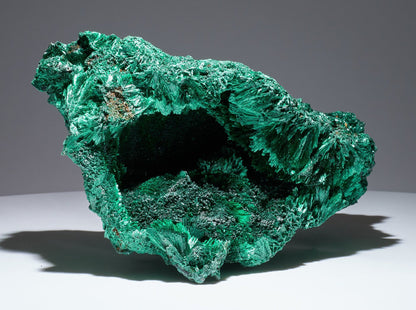 7.29 LB, 9.84 Inches Cabinet Museum Geode Chatoyant Fibrous Malachite Specimen ( The CAVE )