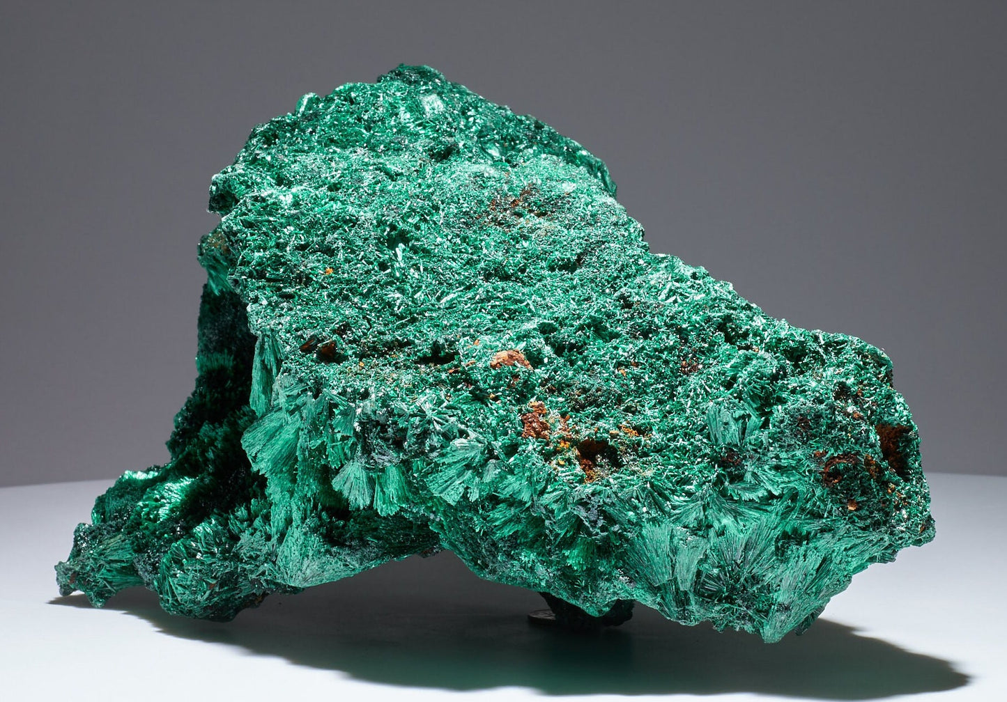 7.29 LB, 9.84 Inches Cabinet Museum Geode Chatoyant Fibrous Malachite Specimen ( The CAVE )