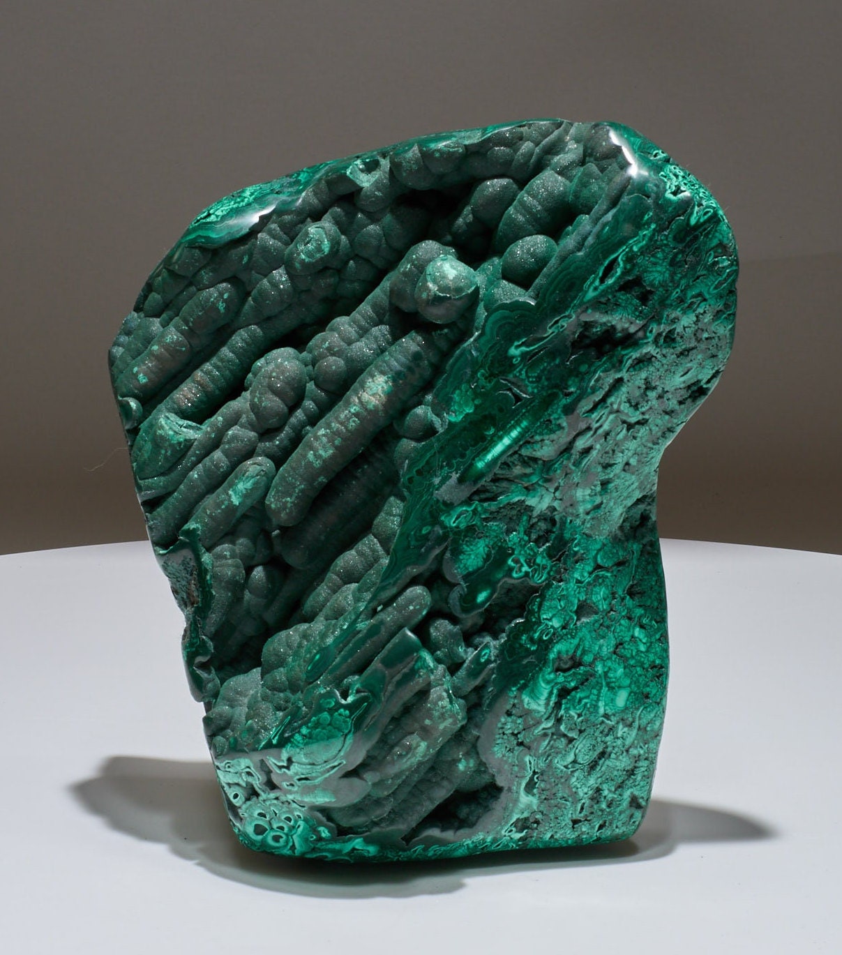 5.88 LB Half Natural Half Polished Stalactite Malachite Freeform