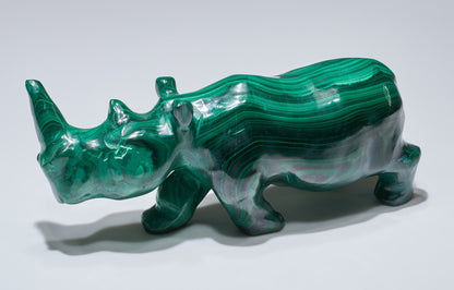 2.23 LB Carved Malachite Rhinoceros