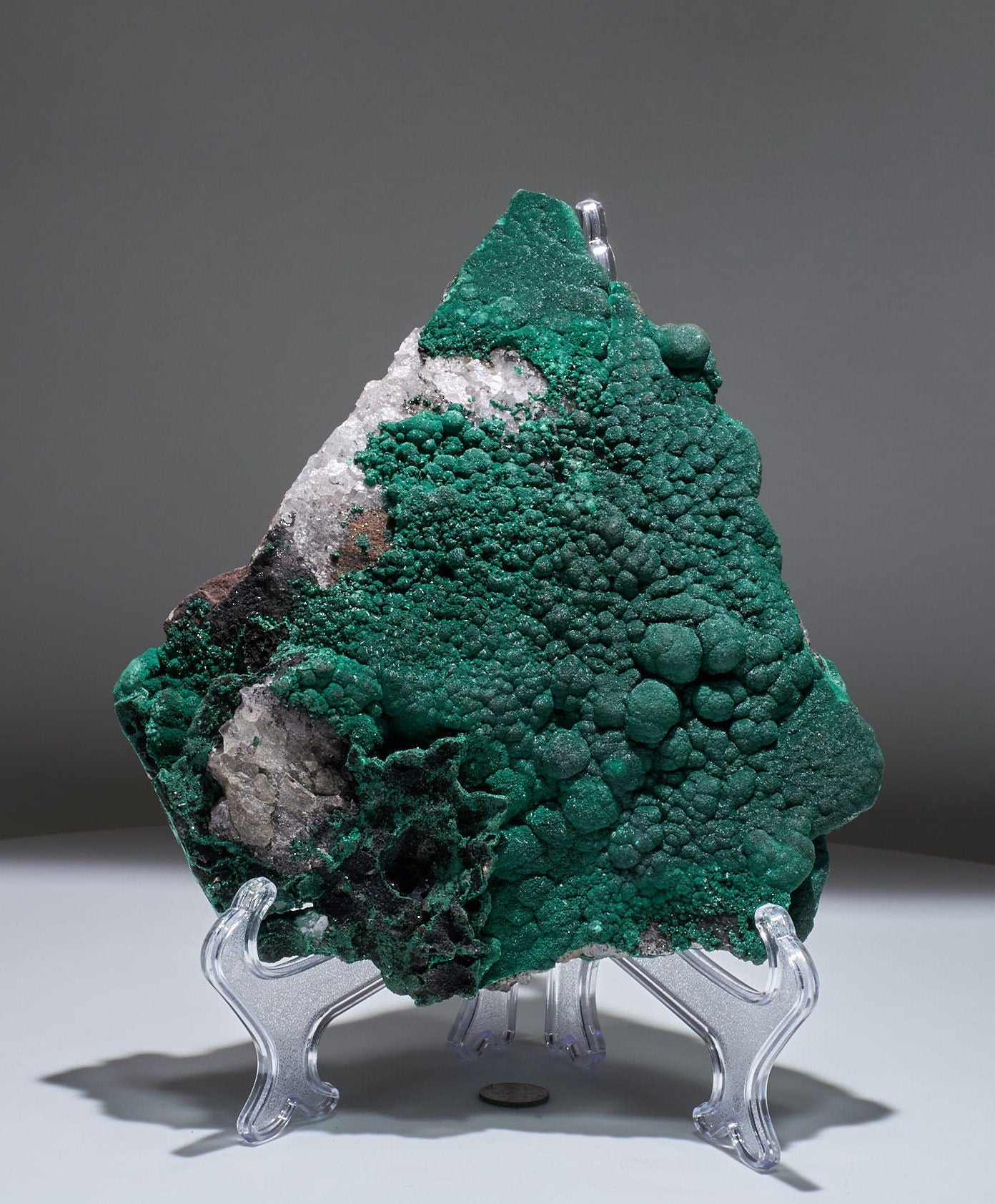 3.7 LB, 7.87 Inches Cabinet Museum Malachite & Quartz Collector Specimen