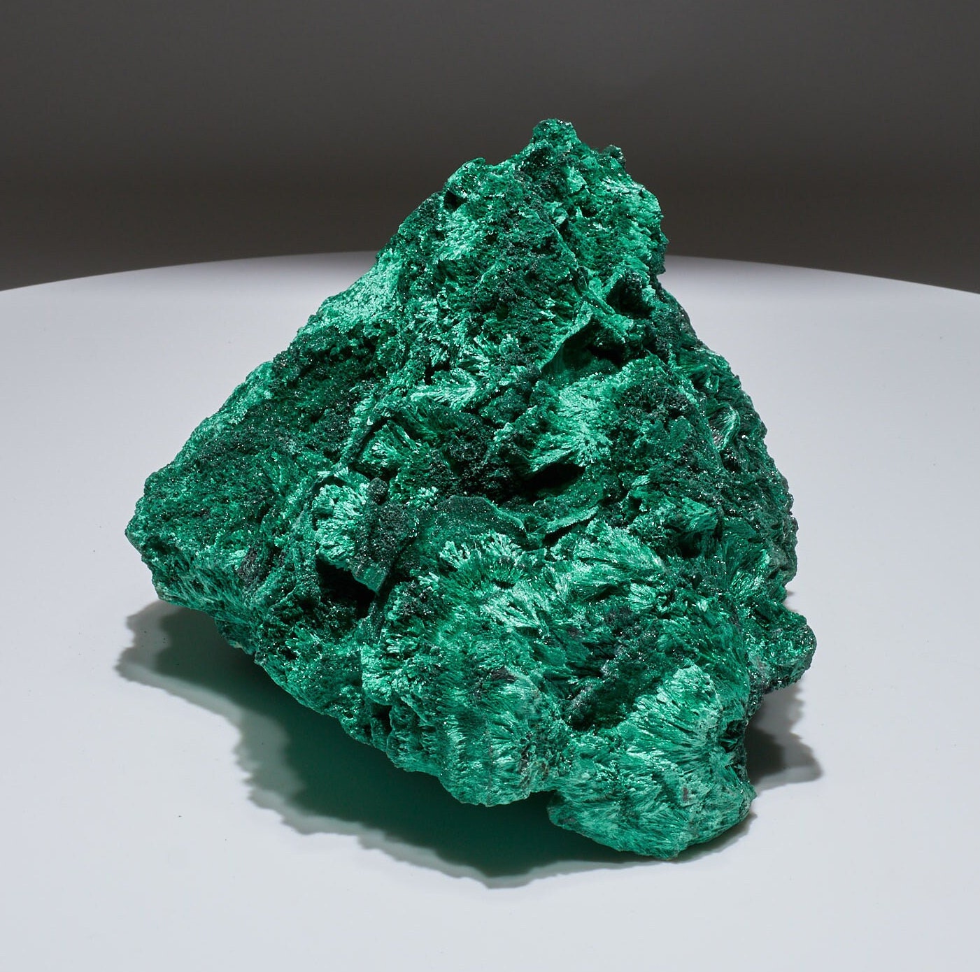 6.92 LB, 9 inches LARGE Cabinet Museum Piece Chatoyant Fibrous Malachite Specimen ( The Mountain )