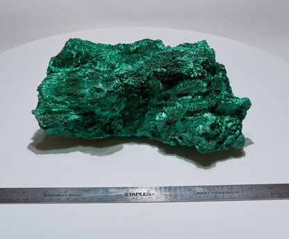 12.46 LB, 11.41 Inches LARGE Cabinet Museum Piece Chatoyant Fibrous Malachite Specimen