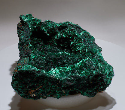 21.78 LB, 13.38 Inches GIGANTIC Cabinet Museum Geode Chatoyant Fibrous Malachite Specimen "The Super Bowl"