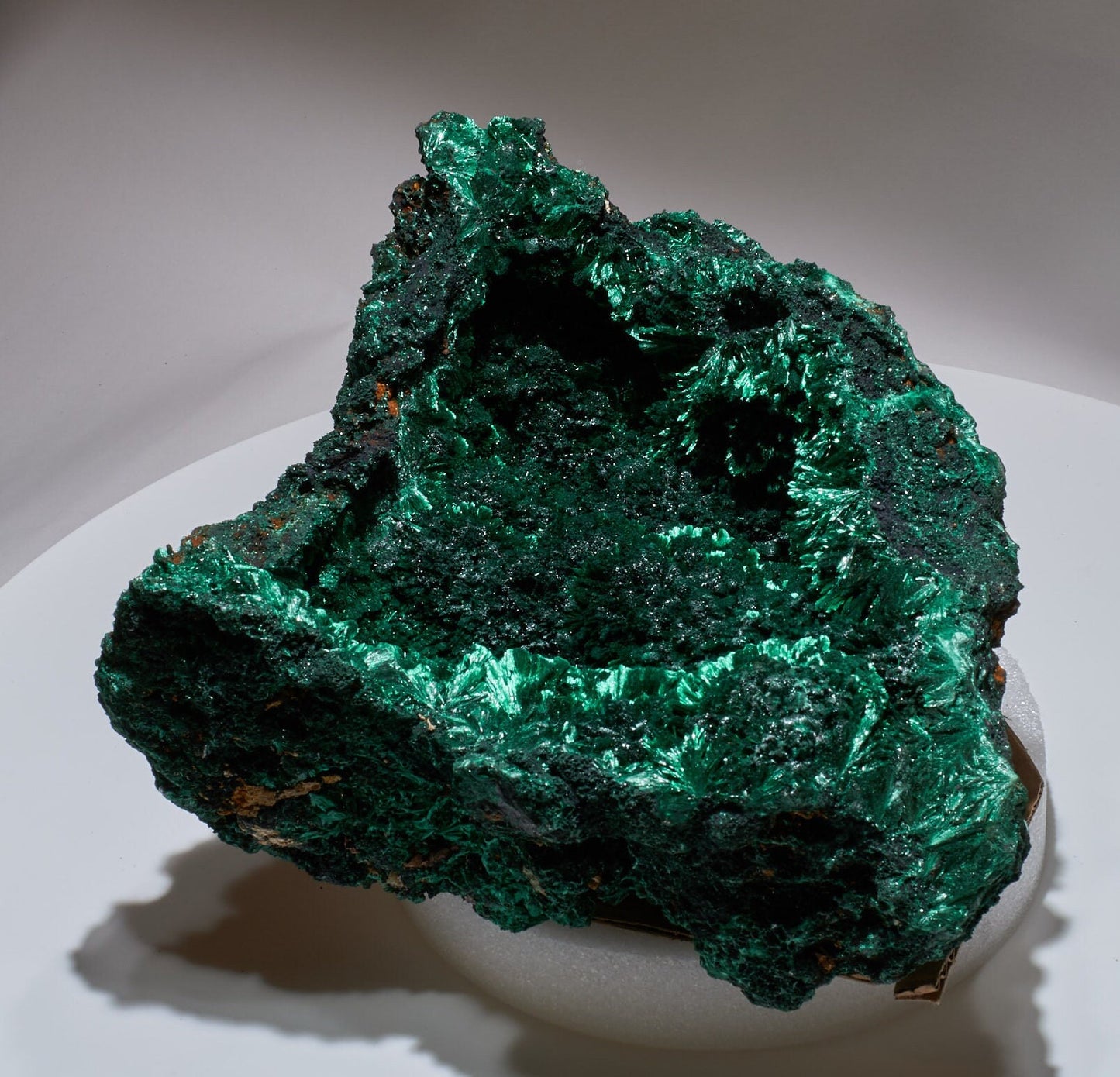 21.78 LB, 13.38 Inches GIGANTIC Cabinet Museum Geode Chatoyant Fibrous Malachite Specimen "The Super Bowl"