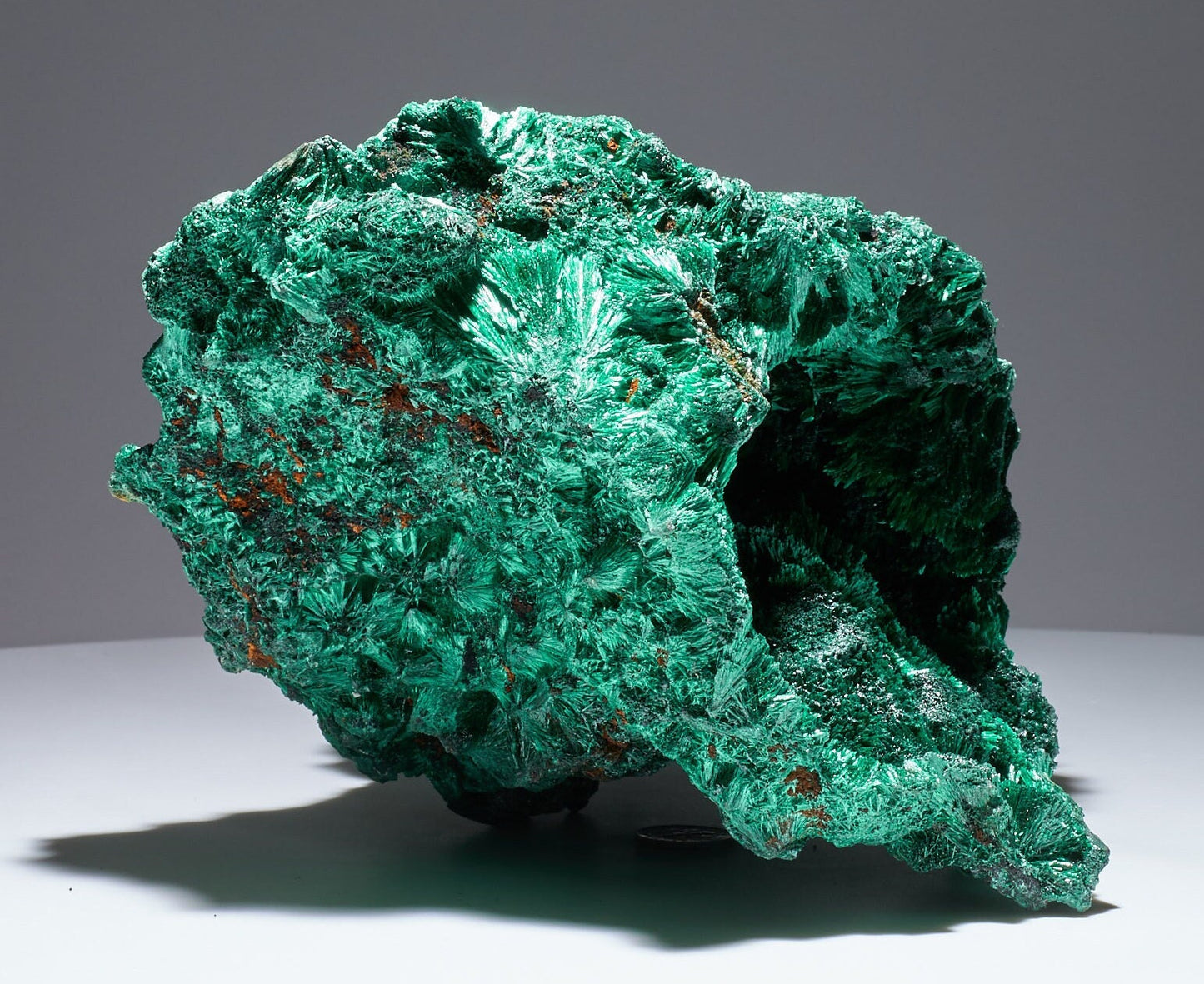 7.29 LB, 9.84 Inches Cabinet Museum Geode Chatoyant Fibrous Malachite Specimen ( The CAVE )